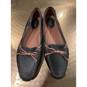 Clarks Women's Artisan Racer Leather Loafer, Navy Size 7.5